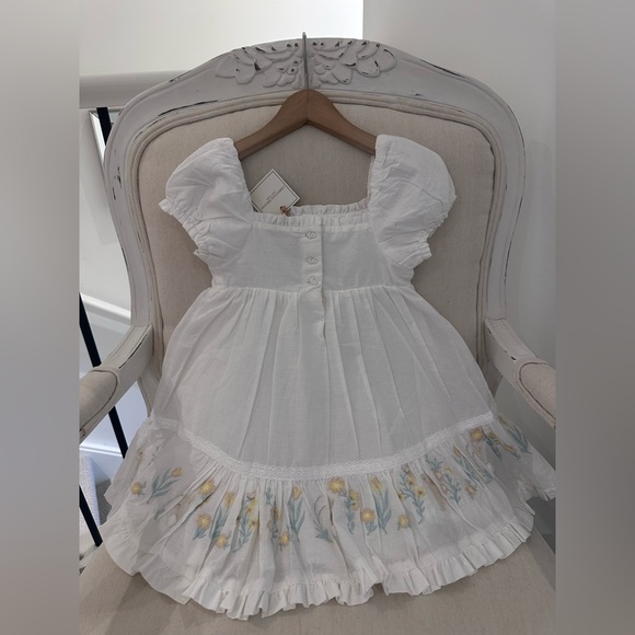 🐰4T 100% Cotton Floral Embroidered Puff Sleeve Spring Bunny Toddler Dress NWT - Picture 2 of 16